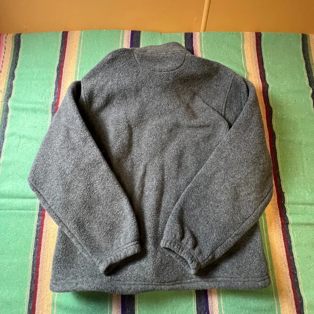 Lands End Fleece Pullover Mens M Gray 1/4 Zip Sherpa Made in USA AV93